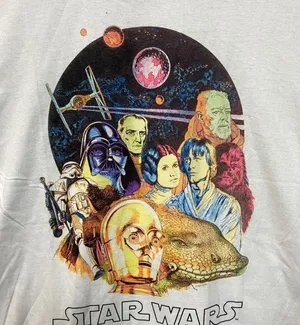 Star Wars 1977 Illustrated Dewback Promo Movie Poster Tee L thumbnail 2