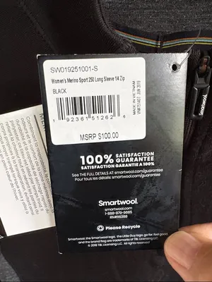 NWT SmartWool Sport 250 Merino Long Sleeve 1/4 Zip Top Black Grey Size Small thumbnail 5