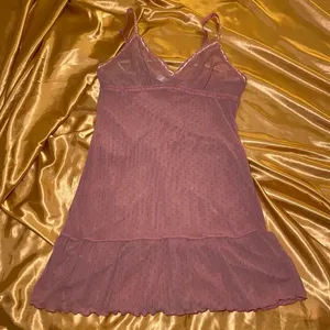 Donna Loren Pink Sheer Polka Dot Mesh Slip Dress w/ Lace Trim thumbnail 2