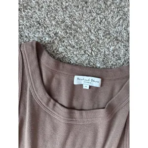 Michael Stars Wren Ribbed Tank Midi Dress Brown XL Side Slit Ruched Sleeveless thumbnail 5