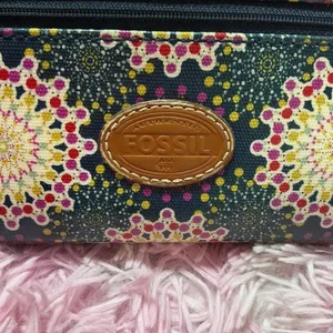 Fossil Wallet Floral Print Zip‎ Around Clutch Organizer thumbnail 3