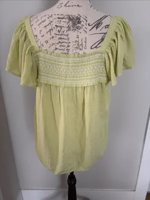 Maurices - Large- Light Green Smocked Off-Shoulder Tunic Top thumbnail 4