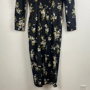 Reformation Floral Sweetheart Neck Midi Dress Long Sleeve Side Slit Size 6 . thumbnail 8