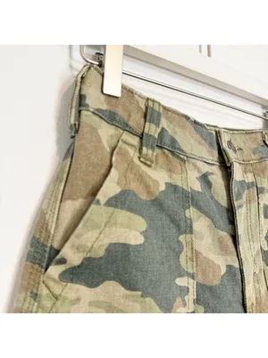 Free People Remy‎ Pants Size 24 Moss Green Camo High Rise Cropped Gorpcore Indie thumbnail 6