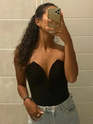 ZARA top black corset sleeveless bodysuit thumbnail 1