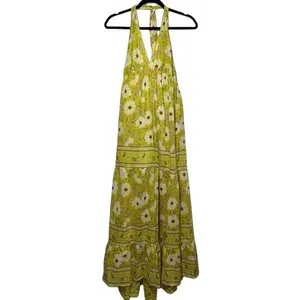 NWT BAND OF THE FREE Keahi Lime and Cream Floral Halter Maxi‎ Dress - small thumbnail 2