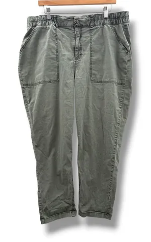 Ava & Viv Utility Ankle Pants Womens 18W Olive‎ Green High Rise Elastic Waist thumbnail 1