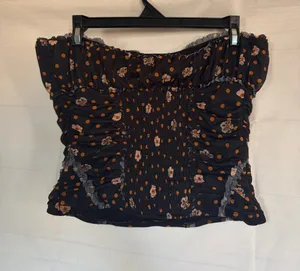 Free People Ruched Floral Polka Dot Tube Top Y2K Boho NWOT Size M thumbnail 3