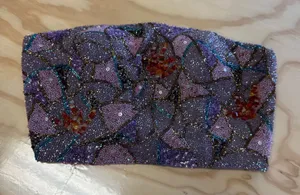 Vintage Beaded Sequin Tube Top Purple Pink Orange Strapless Bodice Size 8 Boho thumbnail 1