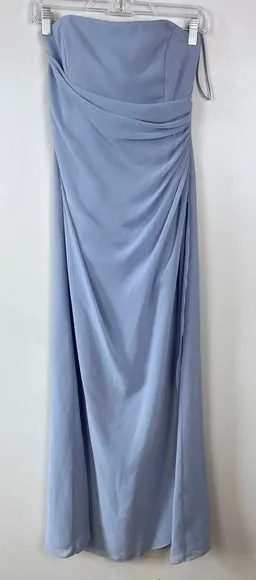 Jordan Y2K Light Blue Strapless Sparkle Chiffon Prom Bridesmaid Wedding Guest XS thumbnail 1