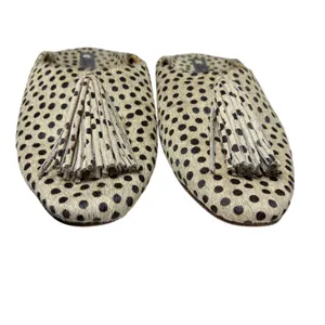 Clanni Calf Hair Polka Dot Mules Tassel Pointed Toe Tan Black Shoes Size 7.5 thumbnail 2