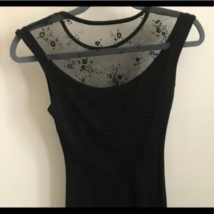 Black Short Dress w/Lace Neckline & Scoop Back thumbnail 4