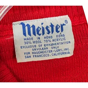 Vintage Meister Women's Red‎ Wool Blend Knit Sweater V-Neck Metal Clasps Retro M thumbnail 4