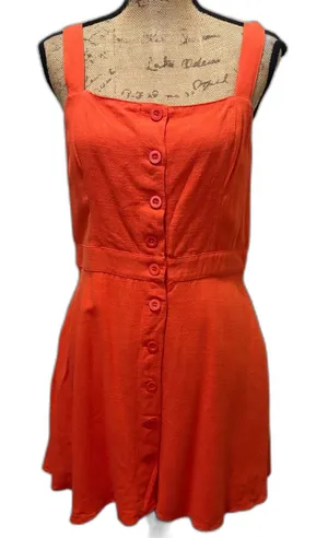 NWT Lulu's Sunny Personality Button Front Sundress Orange Linen‎ Blend Large thumbnail 1