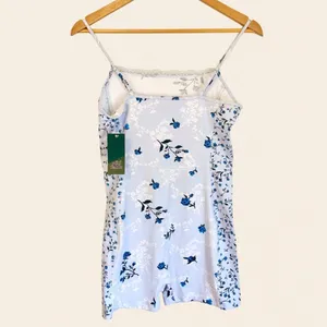 Wild Fable ButterBliss‎ Light Blue Floral Lace Trim Romper Bodysuit Womens S NWT thumbnail 4