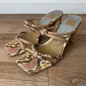 Dolce Vita Blush Multi Snake Print Stella Heels Sandals, Size 8.5 thumbnail 3