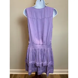 Do+Be Light Purple Sleeveless Blouson Mini Dress V‑Neck Ruffle Hem Size M thumbnail 3