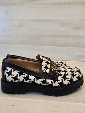 {5.5} Sam Edelman Circus Deana Black White Houndstooth Lug Sole Loafers thumbnail 4