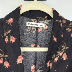 Reformation‎ Rocki Floral Print Shirtdress Women's 0 Black Rose Midi Dress thumbnail 4