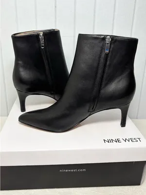 Nine West Black Sheeba Pointed‎ Leather Upper Ankle Booties size 9M  NEW thumbnail 3