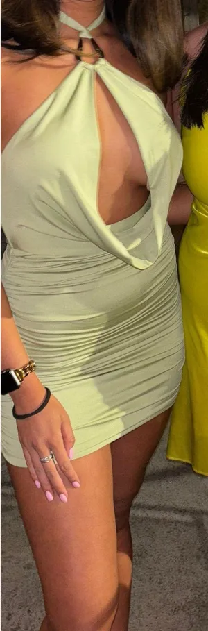 Peppermayo Samara Halterneck Mini Dress Sage thumbnail 1