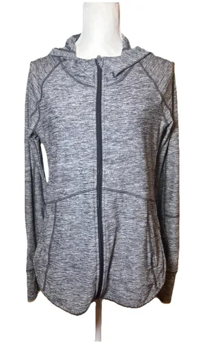 Athleta Gray Heather Full Zip Hooded Jacket Womens‎ Small Thumbholes Activewear thumbnail 1