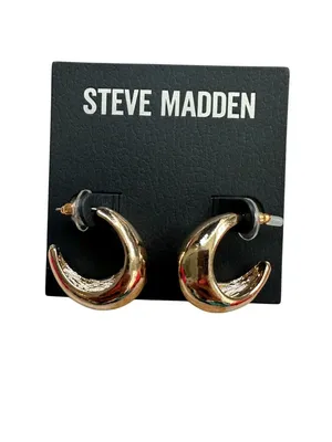 STEVE MADDEN Gold Tone Rounded Hoops Earrings NEW NWT thumbnail 3