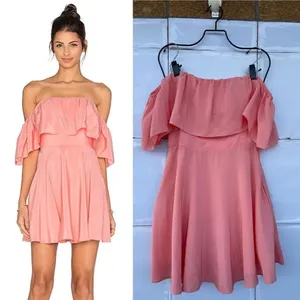 Amanda Uprichard Delilah coral Off Shoulder Silk Dress medium thumbnail 2
