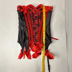 Source Unknown Corset Women's Size Small Red Black‎ Lace Ribbon Bedroom Feminine Body Shaper thumbnail 3