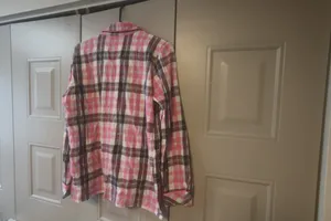 Victoria's Secret plaid flannel pajamas sleep shirt in pink, black and white size small. thumbnail 7