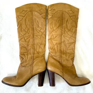 Retro Y2K Vintage Dani Tan Leather Boots size 7 thumbnail 3