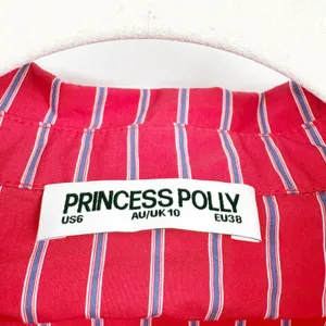Princess Polly Womens Tawni Red Stripe Lace Up Corset Mini Shirt Dress Size 6 thumbnail 6