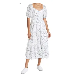 Rahi Anthropologie Ditzy Floral White Blue Cotton Midi Dress Size S‎ thumbnail 2