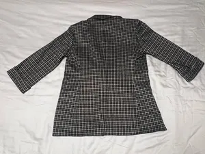 Black Label Structured Blazer SZ M Plaid Minimalist Office Siren Workwear thumbnail 3