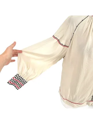 Magali Pascal Alexi Blouse Natural Boho Embroidered Cuff Peasant Top Size Large thumbnail 4