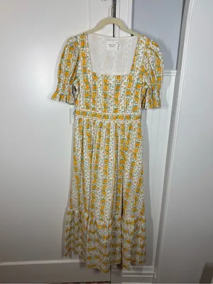 Tuckernuck Hyacinth House Yellow Floral Square-Neck Maxi Dress size medium NEW thumbnail 2