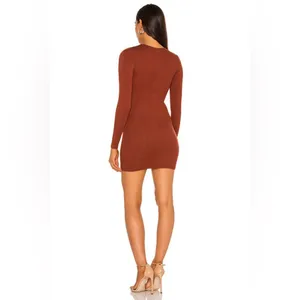 superdown Alexis Cut Out Wrap Mini Dress in Rust Orange Brown thumbnail 3