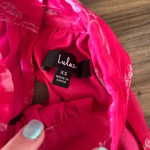 Lulu's Hot Pink Floral Tiered Halter Dress thumbnail 5