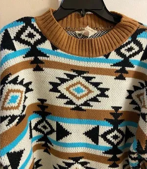Savanna Jane sweater Aztec tribal southwestern fair isle pullover sweater Large thumbnail 3