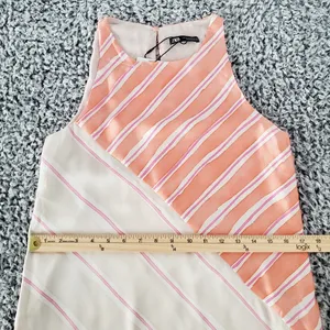Zara Satin Effect Maxi Dress XS Long Striped Sleeveless Flowy Side Slits Lined thumbnail 12
