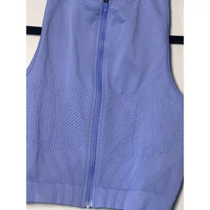 Gymshark Womens Corset Seamless‎ Full Zip Crop Tank Top Blue Mock Neck Size M thumbnail 2