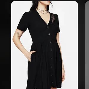 NWT Disturbia Foxglove V Neck Black Whimsygoth Mini Dress Size 12 thumbnail 2