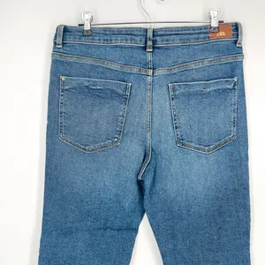 Zara High Rise Raw Hem Bootcut Medium Wash Denim Jeans Size 10 thumbnail 6