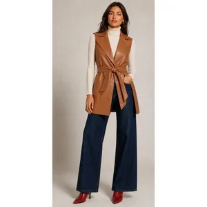 Alice +‎ Olivia NWT Rozlynn Camel Vegan Leather Belted Vest Mini Dress XS thumbnail 3