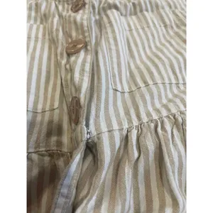 Béchamel tan & white striped a-line dress‎ cottage boho sz Med Petite thumbnail 10