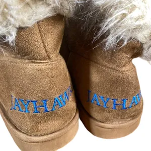 Kansas Jayhawks Women’s Faux Fur & Suede College Logo Winter Boot Slippers Sz XL thumbnail 6
