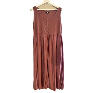 FRYE Women’s Maxi Dress Dusty Rose‎ Pink Mauve Size XL Sleeveless Button Front thumbnail 8