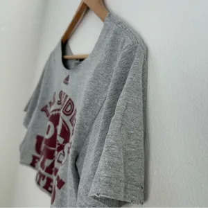 Adidas University of Massachusetts UMASS distressed cropped off the shoulder top thumbnail 4
