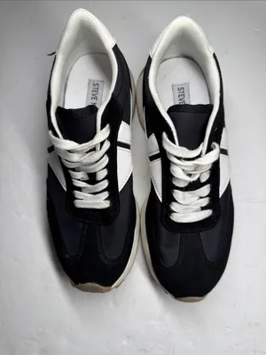 Steve Madden Womens 7 Kendrix Athletic Jogger Casual Sneakers Shoes black white thumbnail 3