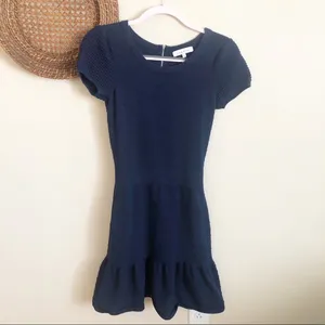 Sandro Blue Knit Flare Hem Dress thumbnail 4